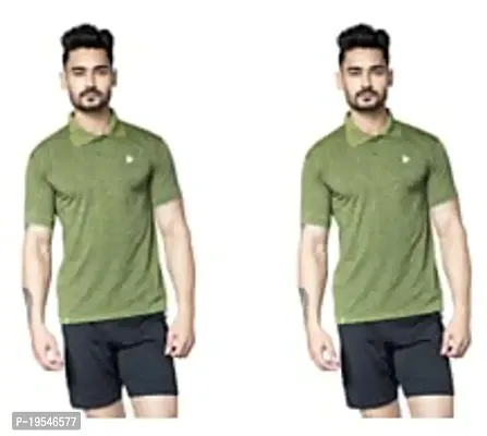 TEES SPORTS Men's Collar Polo T-Shirt (Pack of 2)-Light Green,Light Green