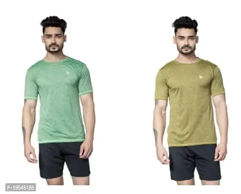 TEES SPORTS Men's Regular Polo T-Shirt (Pack of 2)-Light Green,Yellow-M