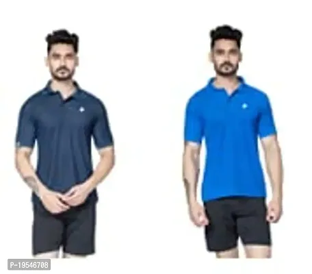 TEES SPORTS Men's Matty Collar T-Shirt (Pack of 2)-Navy,Royal Blue-thumb0