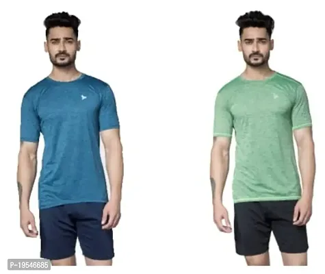 TEES SPORTS Men's Regular Polo T-Shirt (Pack of 2)-Blue,Light Green-M