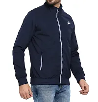 Men  Women Solid Wind Cheater Jacket NS Lycra Fabric (L, Navy)-thumb2