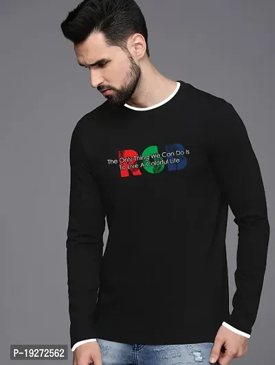 Mens black Round Neck Cotton T-shirt RGB-thumb2