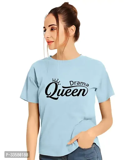 Stylish Blue Polycotton Tshirt For Women-thumb0