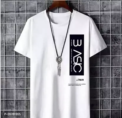 Reliable White Cotton Printed Round Neck Tees For Men-thumb0