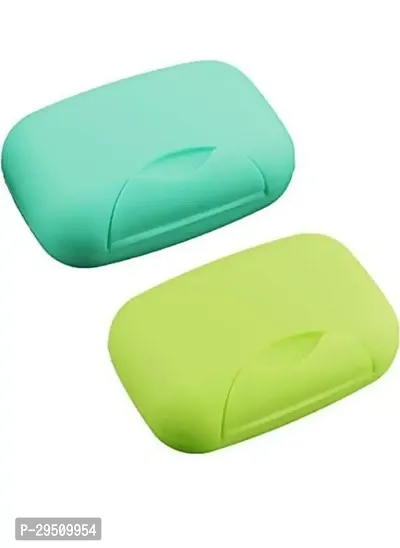 Plastic Multicoloured Soap Case For Bathroom Accessories Pack Of 2