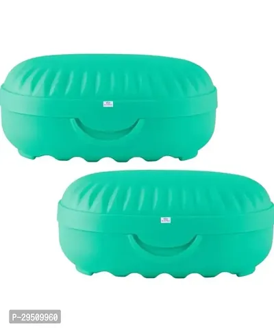 Plastic Green Soap Case For Bathroom Accessories Pack Of 2