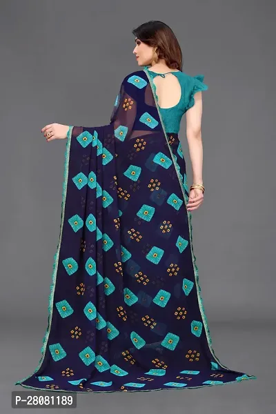 Women Georggate printed saree With Unstitched Blouse Piecee blue-thumb2