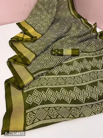 Women lilan cotton saree with  Unstitched Blouse Piecee Mahendi