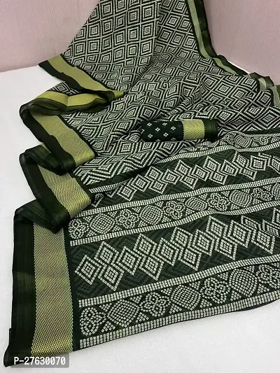 Women lilan cotton saree with  Unstitched Blouse Piecee Green-thumb0