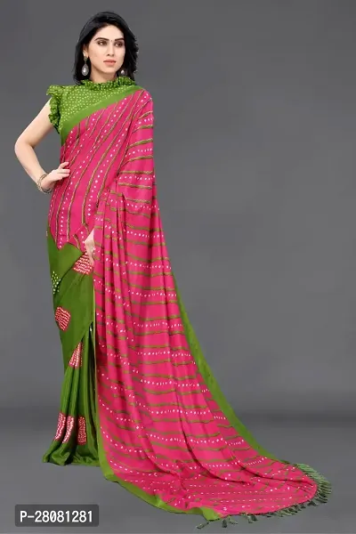 Women Poly art silk printed  saree with  Unstitched Blouse Piece-thumb2