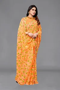 Women Georgette printed leriya saree with  Unstitched Blouse Piecee orange-thumb2