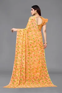 Women Georgette printed leriya saree with  Unstitched Blouse Piecee orange-thumb3