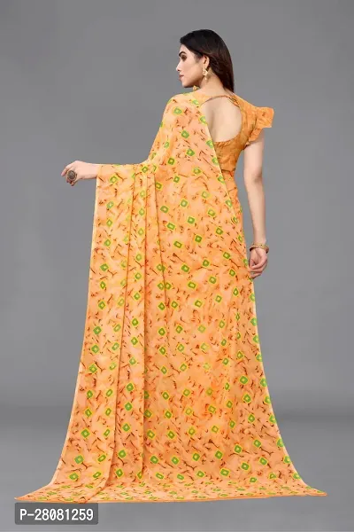 Women Georgette printed leriya saree with  Unstitched Blouse Piecee orange-thumb4
