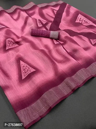 Women lilan cotton saree with  Unstitched Blouse Piecee Pink