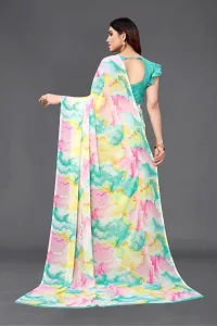 Elegant Multicoloured Georgette Printed Saree With Unstitched Blouse Piece-thumb3