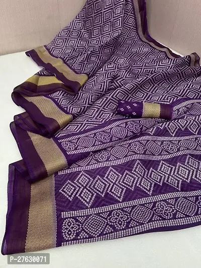 Women lilan cotton saree with  Unstitched Blouse Piecee Purple