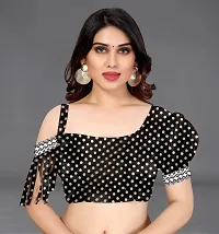 Women Georggate printed saree With Unstitched Blouse Piecee black and white-thumb4