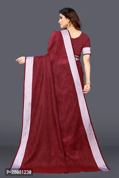 Women lilan cotton saree With Unstitched Blouse Piecee maroon-thumb2