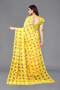 Women Georgette printed leriya saree with  Unstitched Blouse Piecee yellow-thumb2