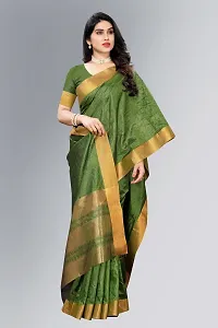 Women kerla Cotton Saree With Unstitched Blouse Piecee mahendi-thumb3