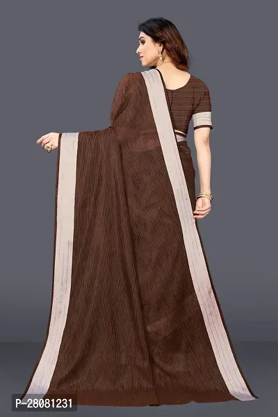 Women lilan cotton saree With Unstitched Blouse Piecee brown-thumb4