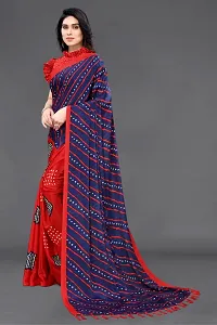 Women Poly art silk printed  saree with  Unstitched Blouse Piece-thumb1