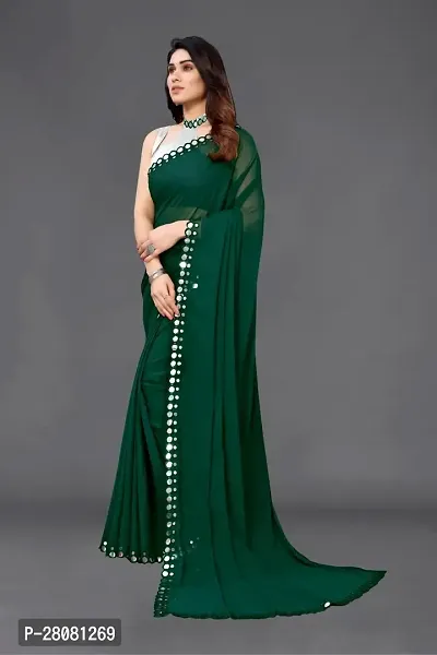 Women Georgetta Saree With Unstitched Blouse Piece-thumb5