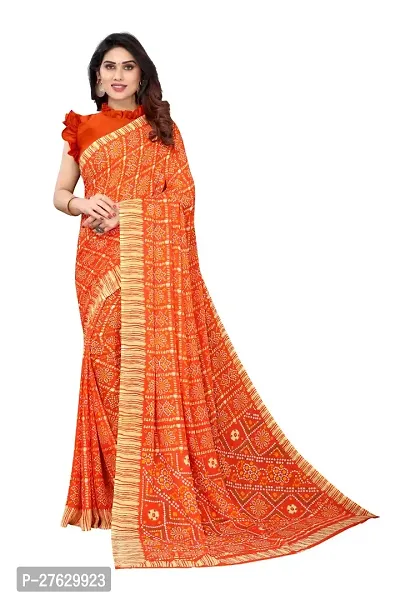 Women Georggate badhani Saree With Unstitched Blouse Piecee orange-thumb0