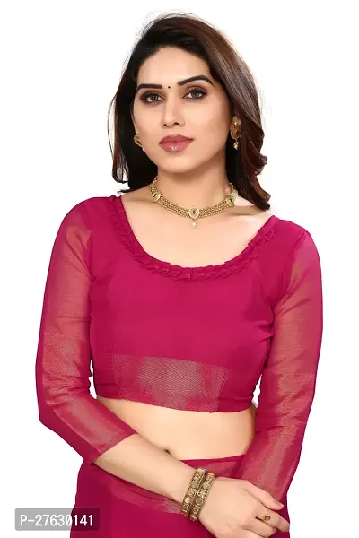 Beautiful Chiffon Saree with Blouse Piece-thumb3