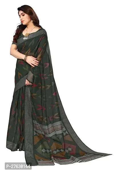 Beautiful Linen Saree with Blouse Piece-thumb5