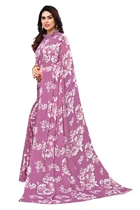 Women Georgette printed saree with  Unstitched Blouse Piecee Pink-thumb1