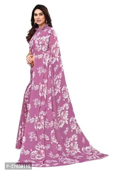 Women Georgette printed saree with  Unstitched Blouse Piecee Pink-thumb2