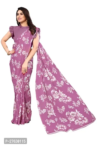 Women Georgette printed saree with  Unstitched Blouse Piecee Pink-thumb4