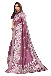 Women Cotton blend printed saree with  Unstitched Blouse Piecee Pink-thumb3