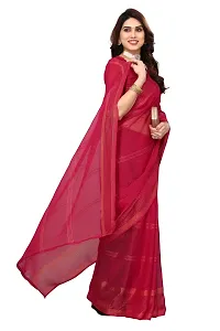 Women Chiffon weaving copper zari border saree with  Unstitched Blouse Piecee Pink-thumb2