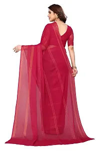 Women Chiffon weaving copper zari border saree with  Unstitched Blouse Piecee Pink-thumb3