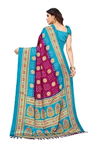 Women  poly slik printed saree with squnse les and Unstitched Blouse Piecee sky blue beat-thumb3