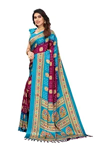 Women  poly slik printed saree with squnse les and Unstitched Blouse Piecee sky blue beat-thumb4