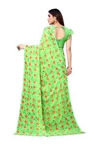 Women Georgette printed leriya saree with  Unstitched Blouse Piecee parrot-thumb2