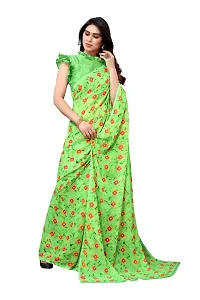 Women Georgette printed leriya saree with  Unstitched Blouse Piecee parrot-thumb3