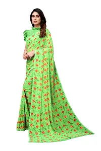 Women Georgette printed leriya saree with  Unstitched Blouse Piecee parrot-thumb4