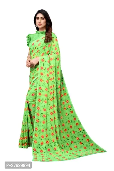 Women Georgette printed leriya saree with  Unstitched Blouse Piecee parrot-thumb5