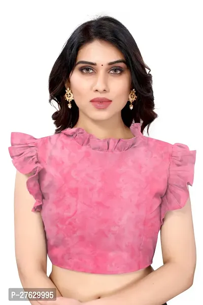 Women Georgette printed leriya saree with  Unstitched Blouse Piecee light pink-thumb3