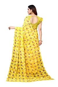 Women Georgette printed leriya saree with  Unstitched Blouse Piecee yellow-thumb2