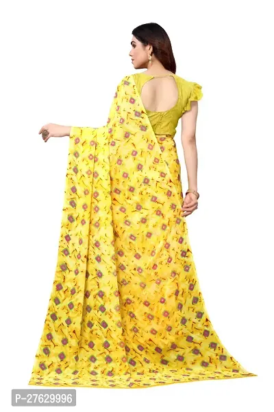 Women Georgette printed leriya saree with  Unstitched Blouse Piecee yellow-thumb3