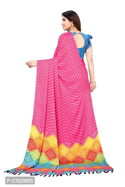 Women moss chiffon printed saree With Unstitched Blouse Piecee light pink-thumb4