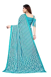 Women georagette  printed saree  With Unstitched Blouse Piecee sky blue-thumb3