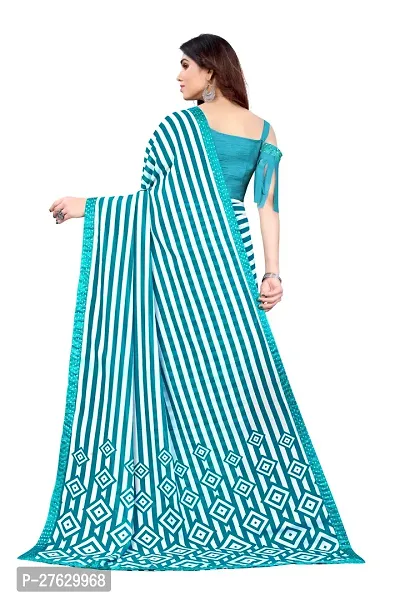 Women georagette  printed saree  With Unstitched Blouse Piecee sky blue-thumb4