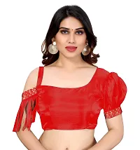 Women  georagette  printed saree  With Unstitched Blouse Piecee red-thumb4