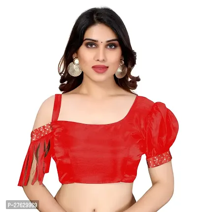 Women  georagette  printed saree  With Unstitched Blouse Piecee red-thumb5